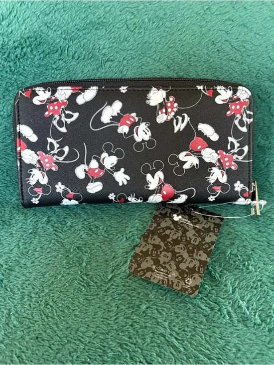 Disney Mickey Mouse Black, Red & White Zip Clutch with Gold Emblem - Picture 3 of 3